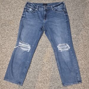 Silver Jeans Women's Straight Leg Ripped Blue Jeans